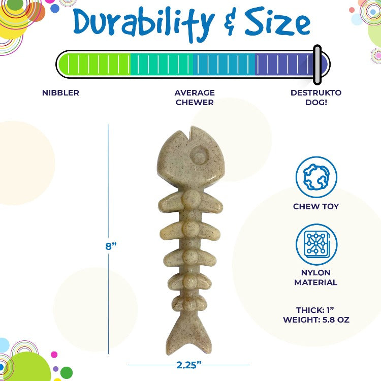 TOY: Fish Bone Nylon Dog Toy for Aggressive Chewers