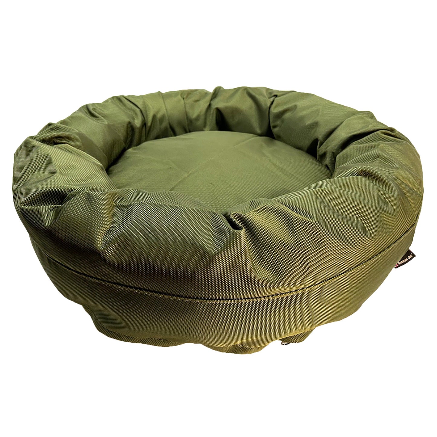 Green pet bed on a white background