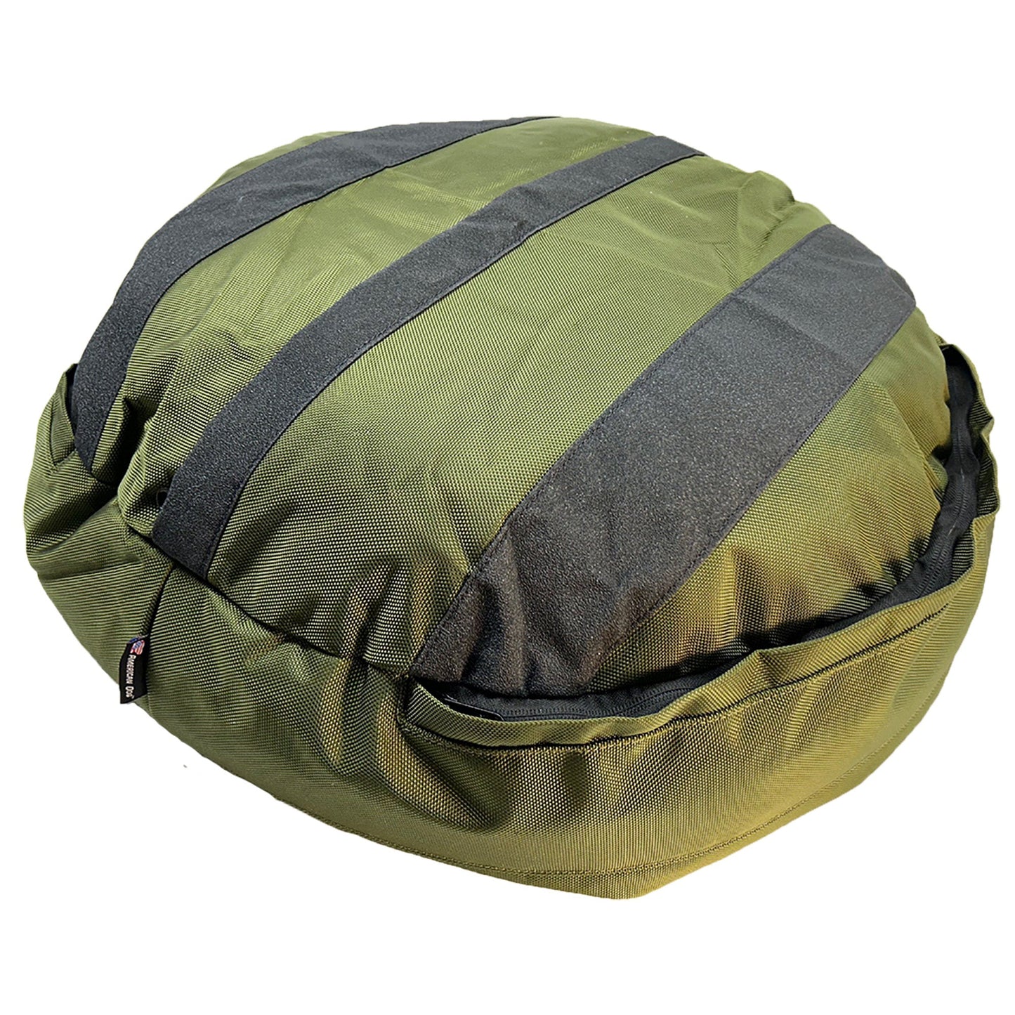 Green and gray compression bag on a white background