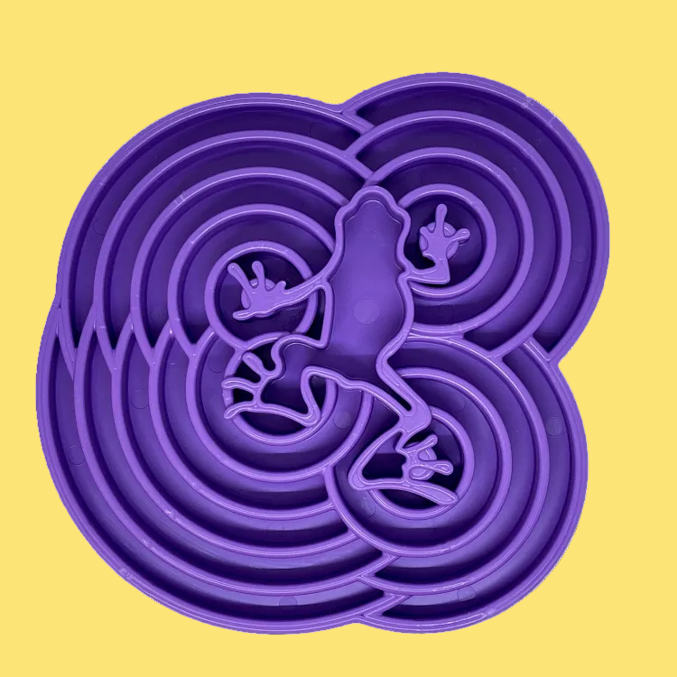Purple silicone mold with a frog design on a white background
