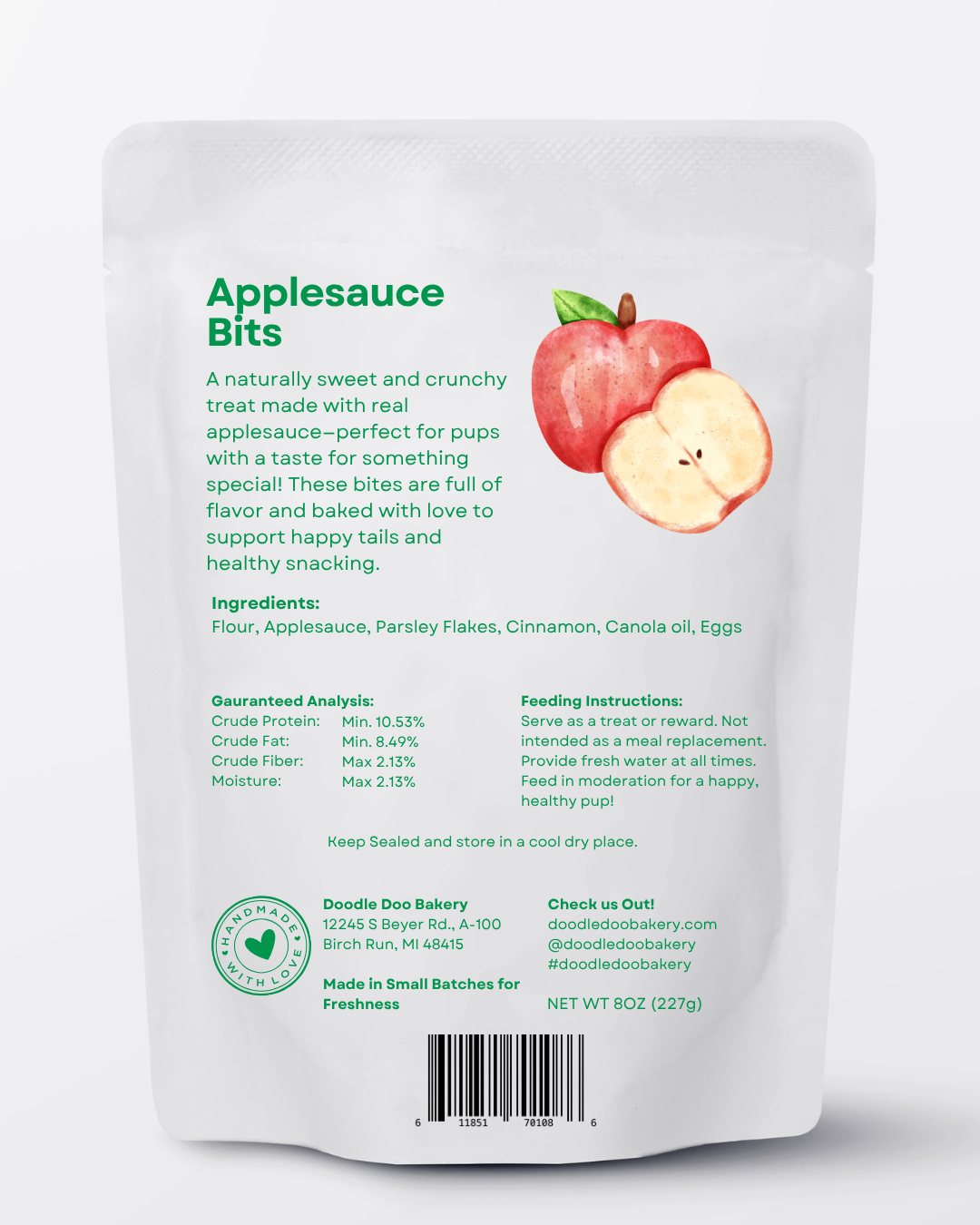 Treat: Apple Bits Dog Treats 1/2lb | Doodle Doo