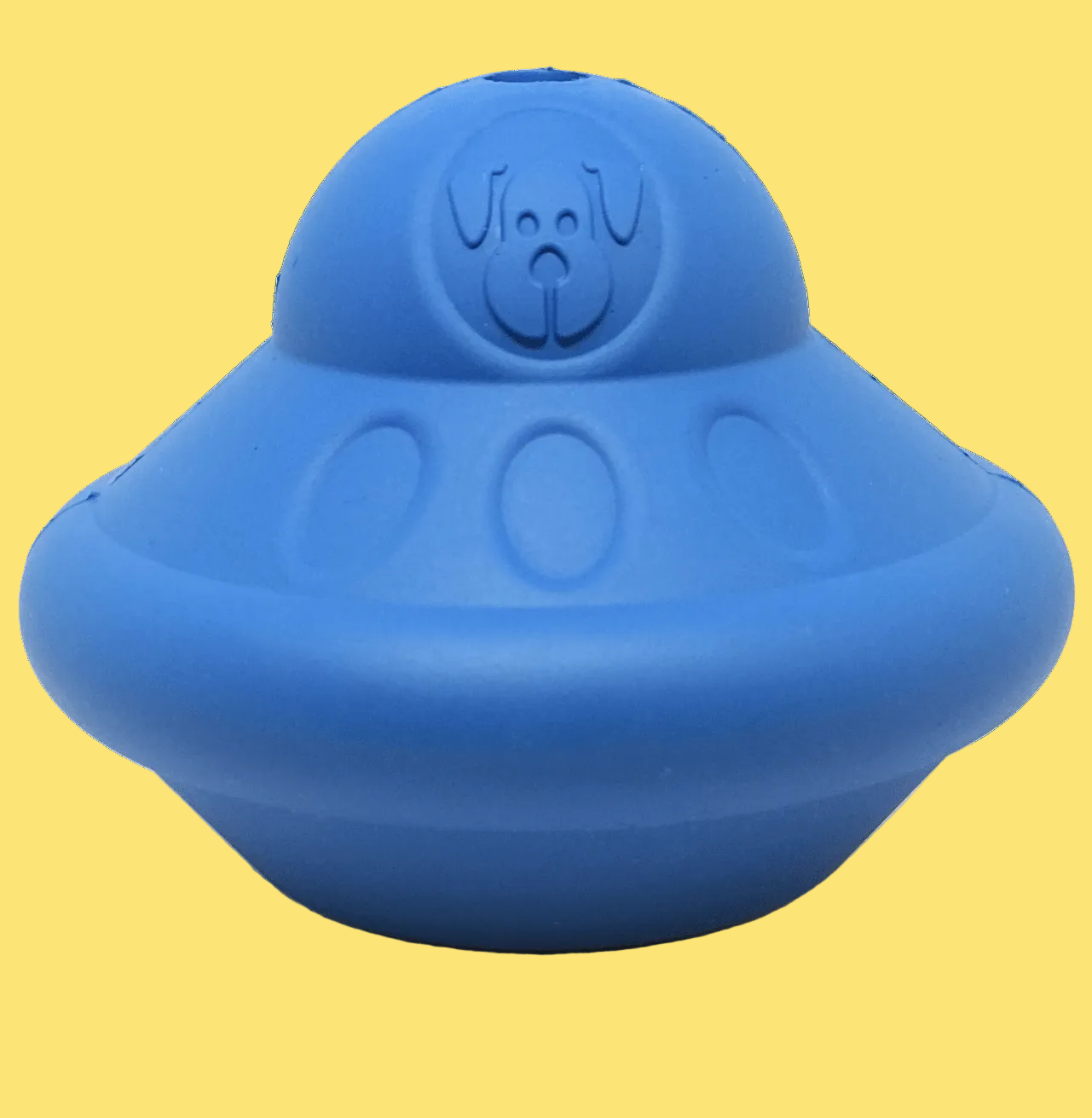 Blue dog toy with a brand logo on a white background